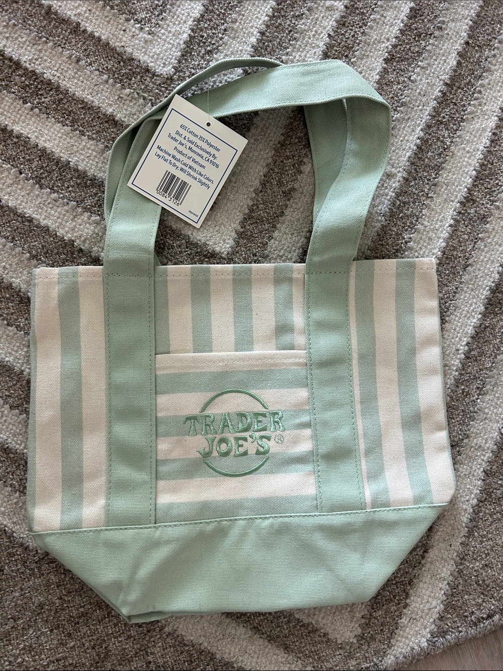 Trader Joe’s Pastel Pinstripe Canvas Tote Bag - Picture 6 of 6